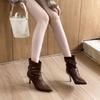 French Retro Short Boots for Women 2025 Autumn and Winter New European and American Spice Girls Sexy Soft Leather Thin Heels Pointed Heads Piled High 