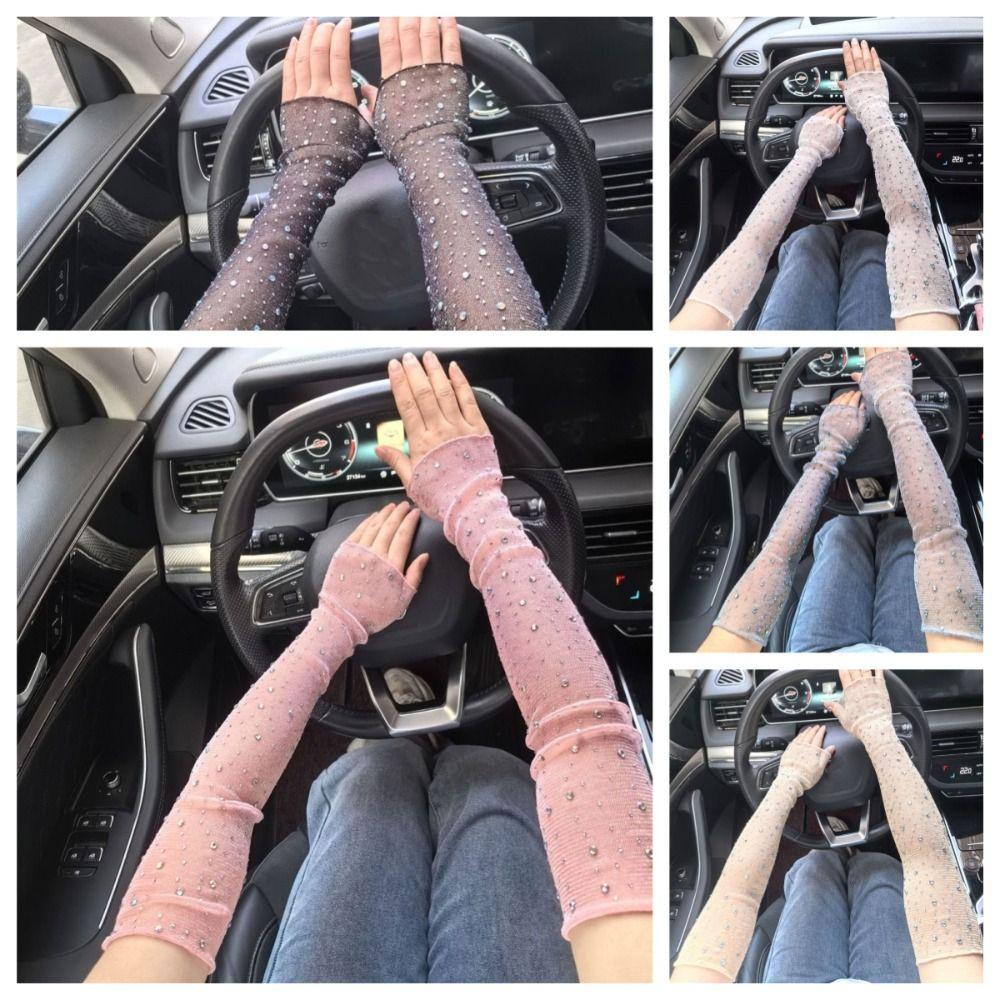 Breathable Crystal Arm Sleeves Mesh Summer Arm Sleeves Trendy Ice Silk Sleeve Cycling