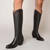 Модные женские сапоги до колена на осень и зиму, повседневные ковбойские сапоги для женщин, модные длинные туфли для вечеринок без застежек, женские, большие размеры 45 48