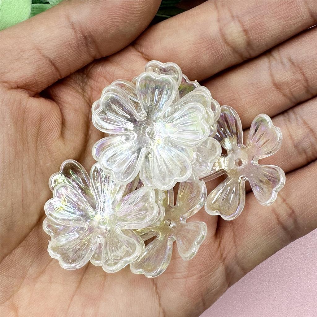 Hanmade Beads Necklace Pendant DIY Beads Acrylic Flower Beads 10Pcs 26.5mm Bead Jewelry Making