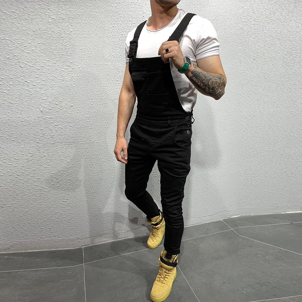 Мужской модный джинсовый комбинезон на бретельках, уличная одежда, брюки с карманами на подтяжках