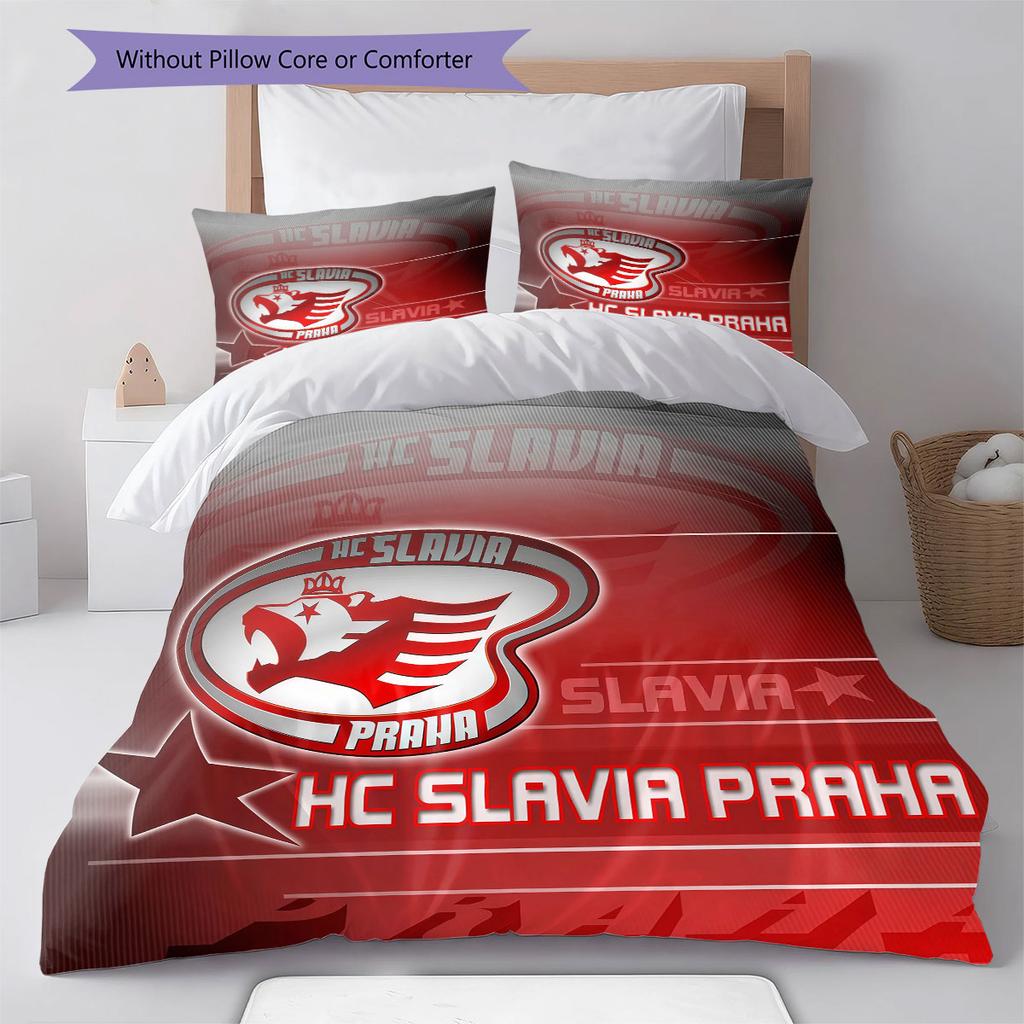 SK Slavia Prague Pattern Bedding Home Decoration Birthday Gift ( 1 duvet cover + 2 pillowcase, without core),fan merchandise.