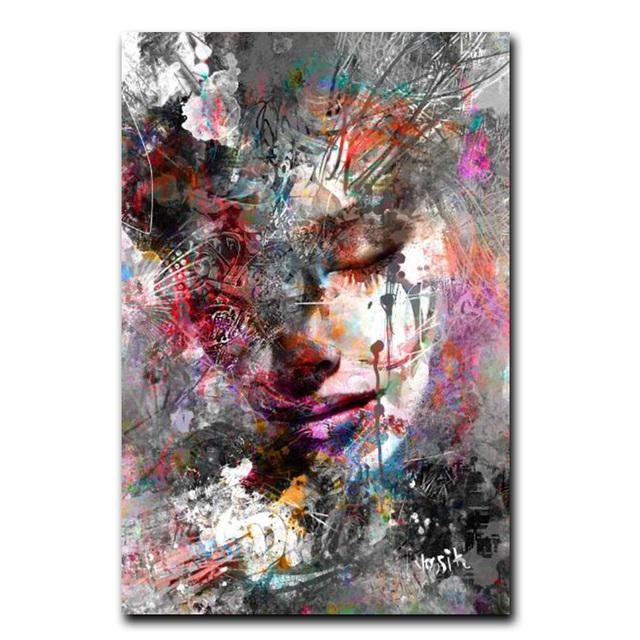 Граффити Искусство Абстрактная Девушка Холст Картины Современные Поп-Арт Плакаты и Принты Куадрос Настенная Картина Для Гостиной Домашний Декор