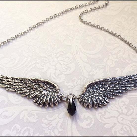 Angel Wings Feather Pendant Necklace With Alloy Chain For Women And Men