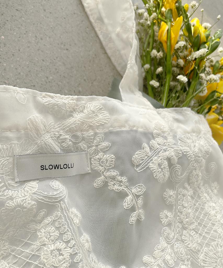 Жаккардовая сумка-тоут Slowlolli Bloom - Слоновая кость