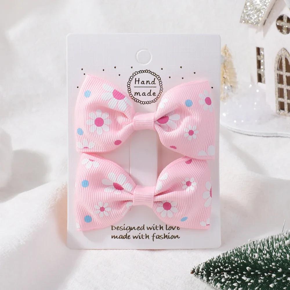 2 шт./компл. Однотонные нейлоновые детские бантики Заколки для волос для маленьких девочек Ручной работы Бантик Заколка-автомат Фотографические аксессуары для волос
