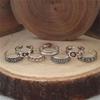 7pcs Retro Hollow Carved Ring Bohemian Opening Rings Foot Ring