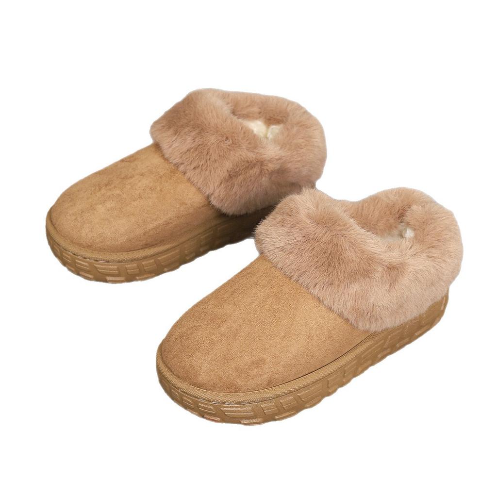 Thick-soled Snow Boots for Women's 2025 Winter New Piled and Thickened Warm Large Cotton Shoes with Integrated Leather and Fur Bread and Wool Shoes