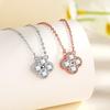 S999 Pure Silver Necklace Female Zircon Special-Interest Design Pendant Affordable Luxury Fashion Four-Leaf Clover Clavicle Chain Necklace