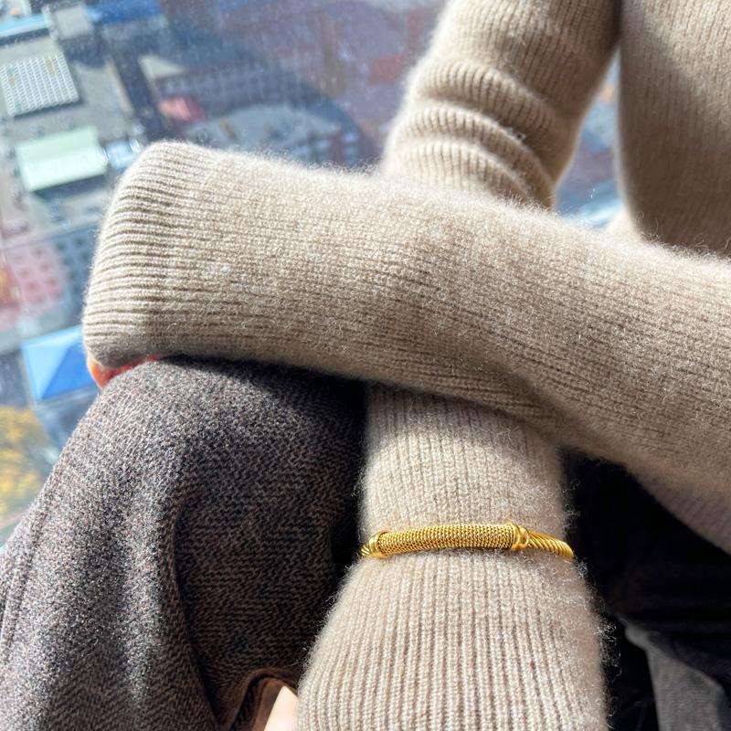 Women's Cashmere Sweater Thickened Qinghe Cashmere 30% Cashmere 70% Wool Women's Autumn and Winter Cashmere Pullover Soft and Warm