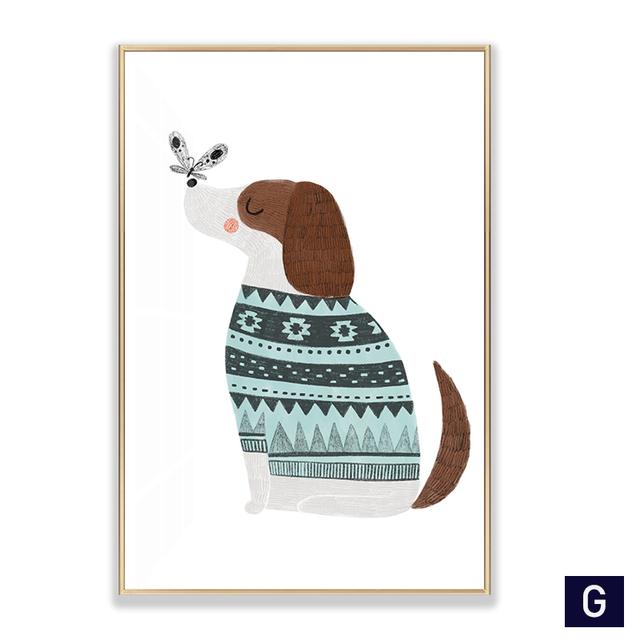 Лиса Кролик Медведь Олень Детская Настенная Картина Холст Картины Плакаты Мультфильм Животное в Свитере Принт Настенные Панно Декор Для Детской Комнаты