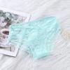 Сексуальные кружевные трусики для девочек, дышащее нижнее белье с вырезанным узлом-бабочкой, трусики средней высоты с открытой талией, однотонные женские треугольные трусики