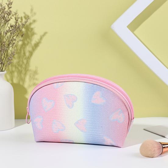 Makeup Bag Zipper Closure Waterproof Large Capacity Travel Toiletry Bag Heart Pattern Makeup Organizer Case