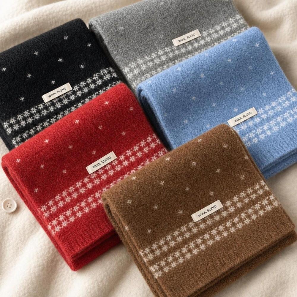 Korean Style Ladies Wool Scarf Retro Winter Scarf Versatile Knitted Scarf