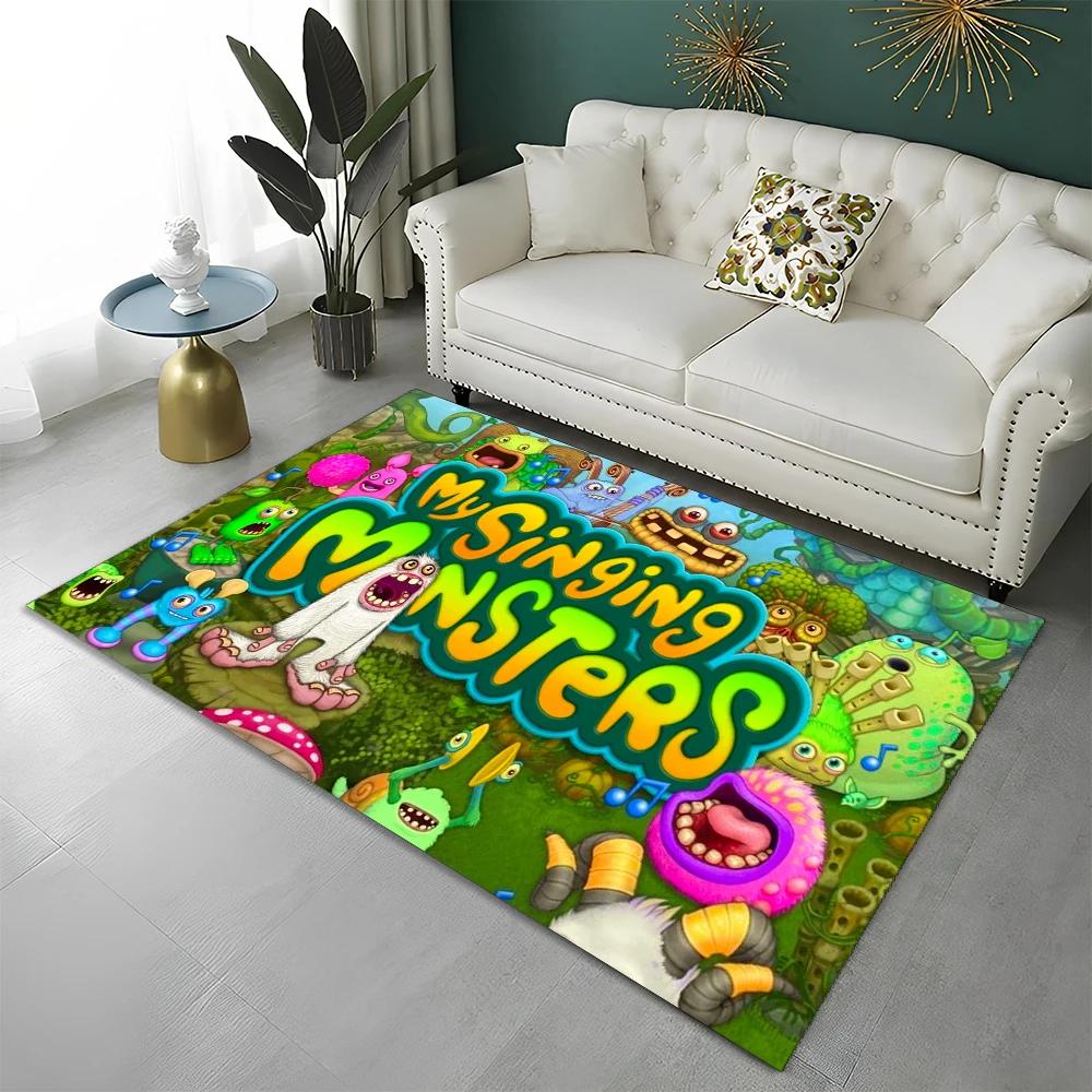 Ковер My Singing Monsters Видеоигра Мультфильм 3D для Дома Гостиной Спальни Дивана Прихожей Декор, Ковер Зональный Нескользящий Коврик для Пола