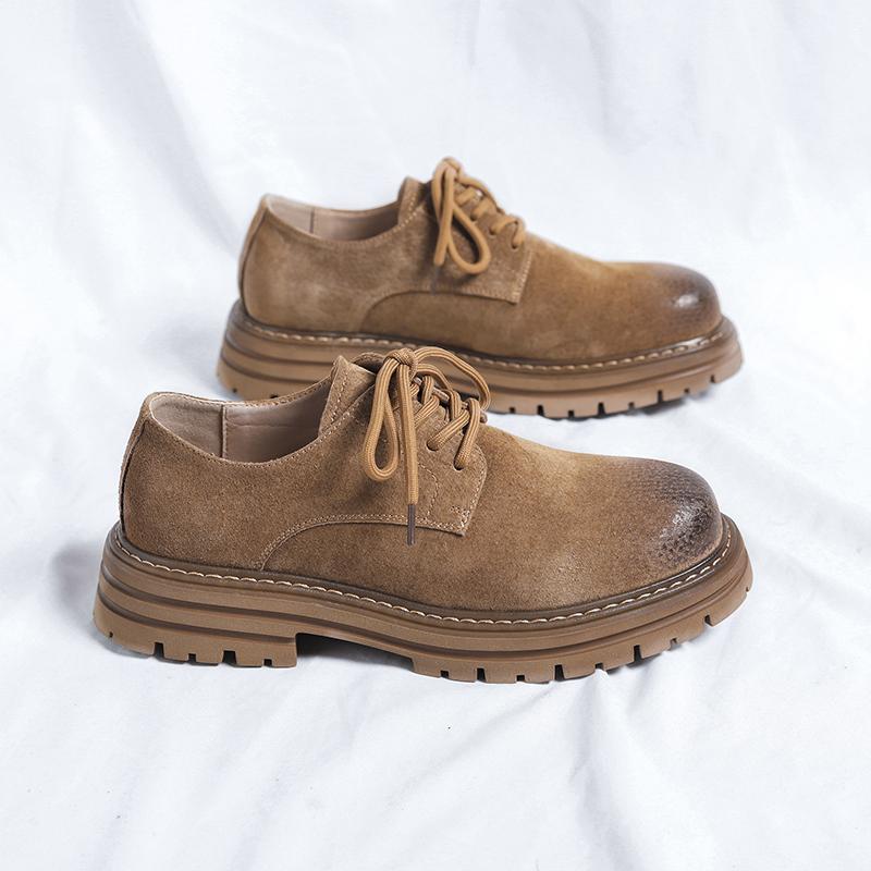 Classic Brand Men's Suede Leather Shoes Thick Soled Lace Up Oxford Shoes Commuting Interview Men's Business Shoes Handmade Soles