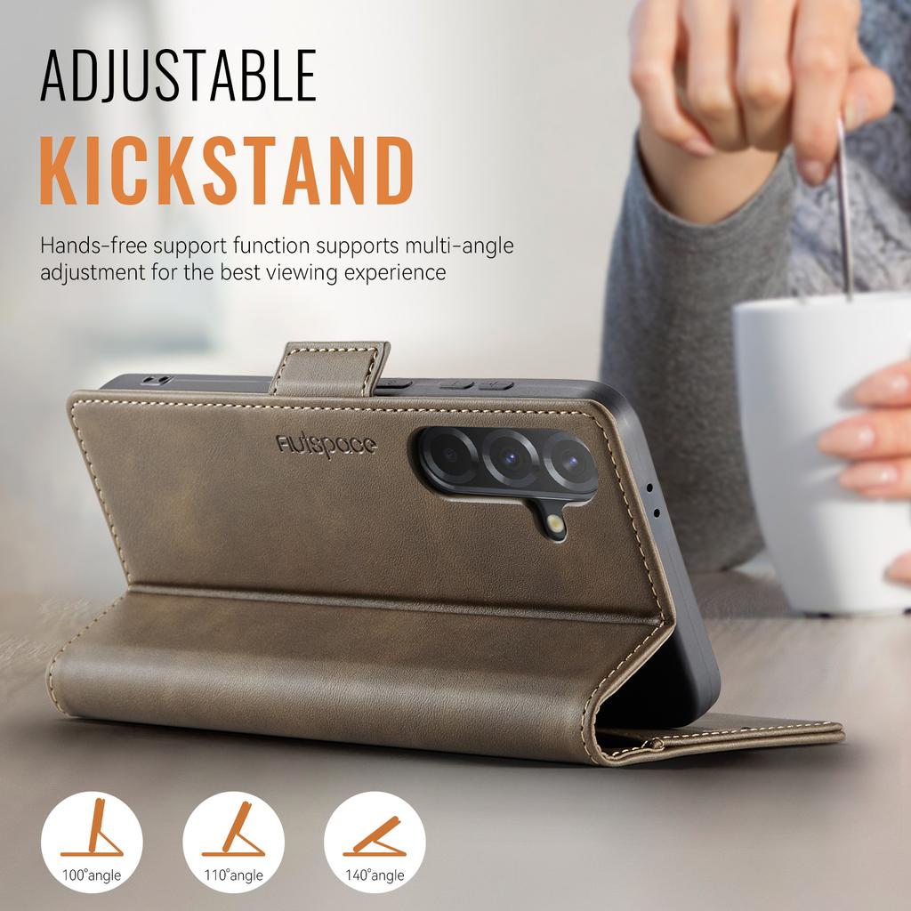 Чехол для Samsung Galaxy A56 5G AUTSPACE A11 Блокировка RFID Ретро кожаный чехол-кошелек для мобильного телефона