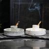 Vintage Ceramic Candle Holders with Ceramic Plate Tray Incense Burner for Meditation Room Home Decor