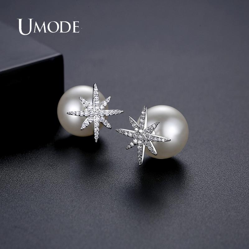 Звезда жемчужные украшения серьги-гвоздики для женщин два способа носить серьги Cz Boucle D'Oreille Femme Bijoux Прямая поставка Ue0820