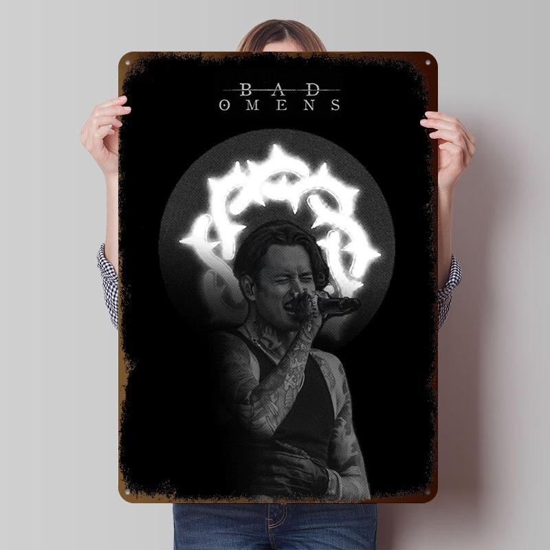 Bad Omens Band Rock Music Tinplate Posters Customizable Wall Art Retro Vintage Metal Signs for Home Room Wand Deko Office Decor