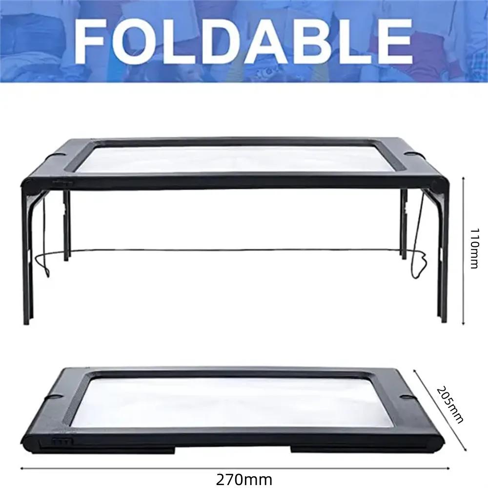 Лупа для чтения формата А4 3X, большая, на всю страницу, со светодиодной подсветкой, складная, настольная, для пожилых людей с плохим зрением, для чтения книг