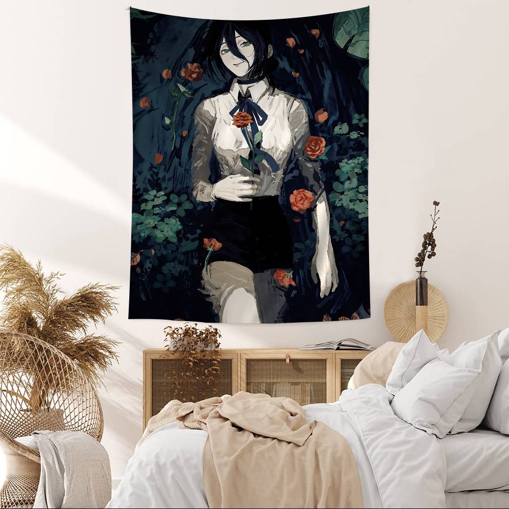 Anime Chainsaw Man Reze Arc Cartoon Tapestry Wall Hanging Decoration Household Home Decor