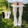 1 Pair Summer Thin Sweet Calf Mesh Sock for Kids Girl Bow Ribbon Heart Hollow Children's Sock Soft Lace Ballet Ruffle Sock