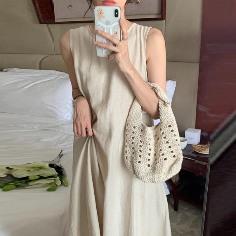 Платье без рукавов French Temperament, детское летнее платье Senior Sense Halterback Loose