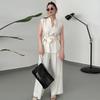 2024 Summer Women's Solid Color Sleeveless Vest & Wide-Leg Pants Set
