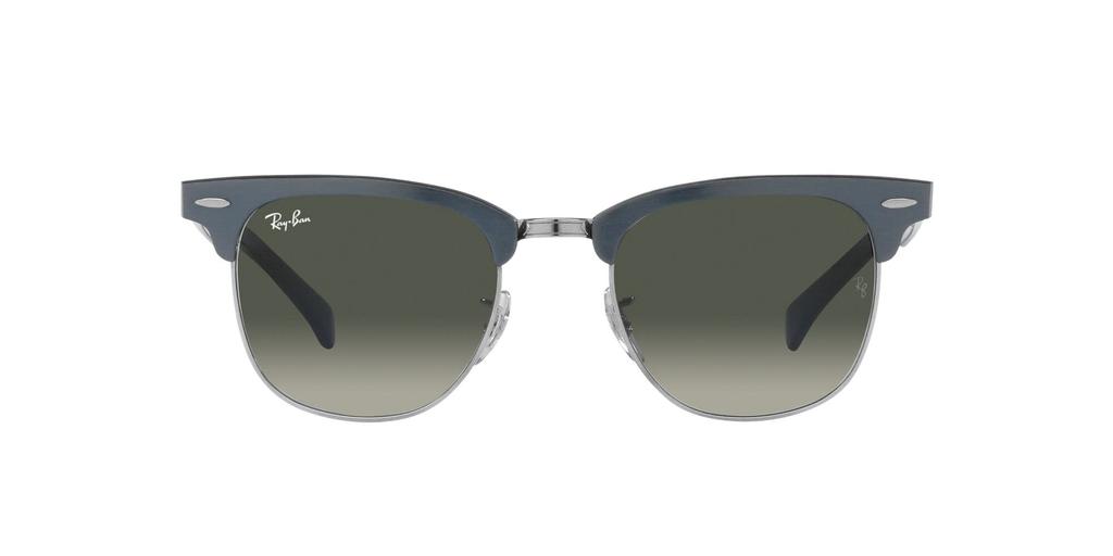 RB3507 Clubmaster Aluminum Brushed Blue on 51 Ray-Ban Sunglasses, 924871, Silver,