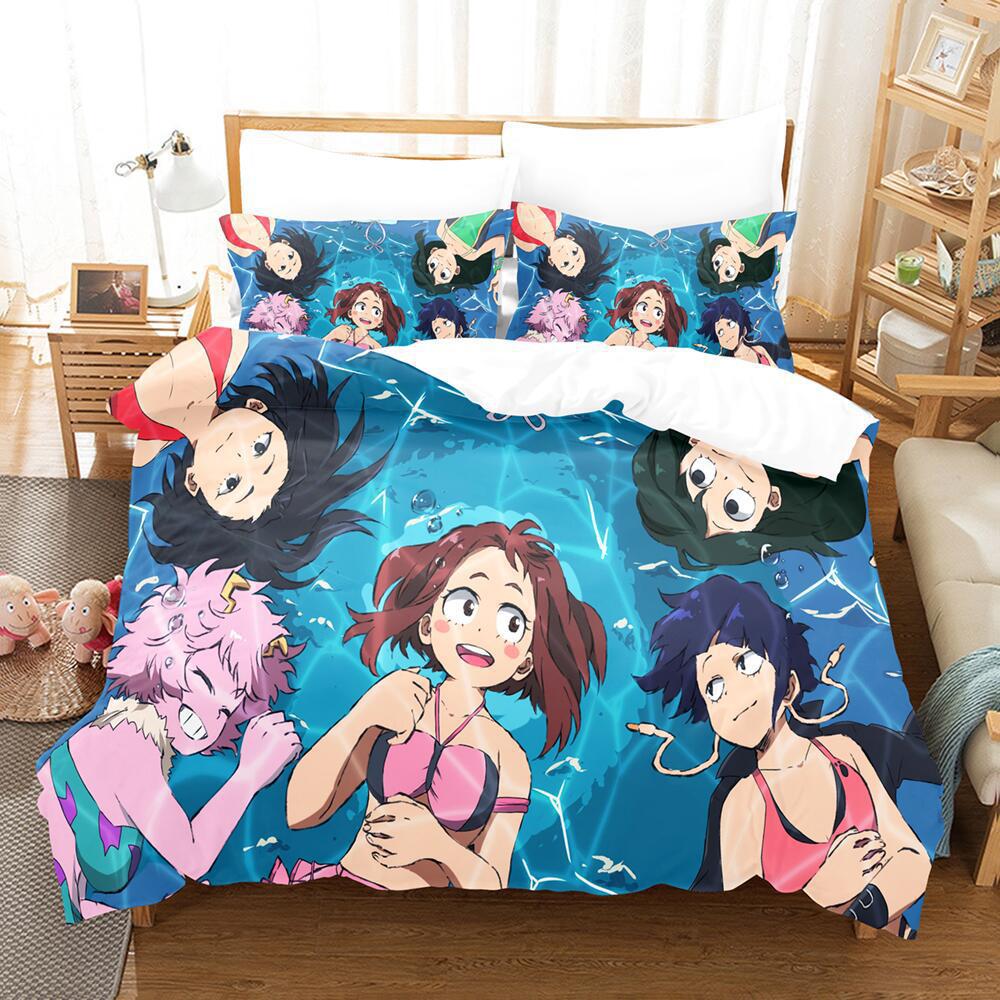 My 3D Cartoon Animation Bedding Microfiber Polyester Cotton 90G Duvet Set Three-Piece Set