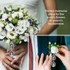 Wedding Bouquet Photo Charm Pin Cascading Double Oval Frame for Bride's Flowers or Boutonniere, Silver plate