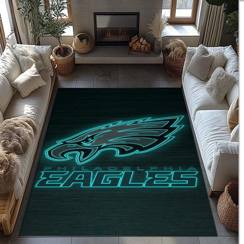Кристально-бархатный ковер Philadelphia Eagles Мягкий Анти?Нескользящий коврик для пола, удобный ковер для декора гостиной, спальни в доме