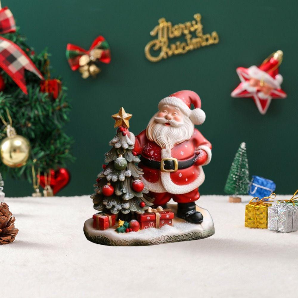 Standing Christmas Tree Santa Claus Figurines Merry Christmas Decorations Garden Home Xmas Decor