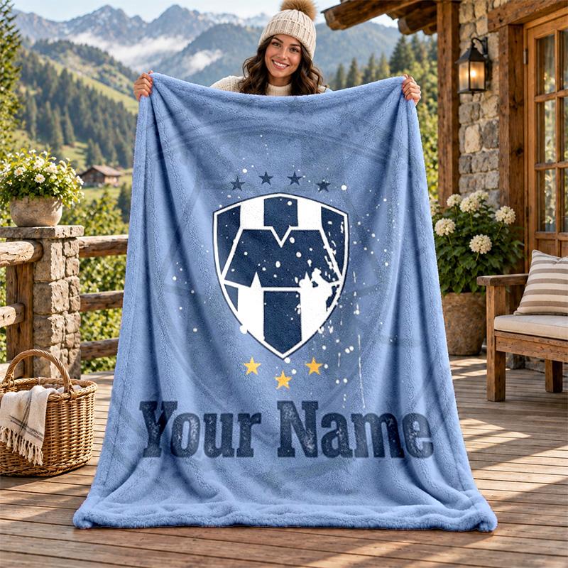 Club de Futboll Monterrey ICON Custom Name Flannel Blanket Personalized Soft Warm Plush Throw Blanket Customized Gift for Family Friends