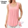 Tank Top Built In Bras for Women Summer Pleated Square Neck Tops Flowy Sleeveless Shirts
