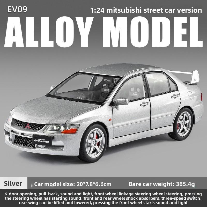 Officially Licensed 1:24 Mitsubishi EVO9 Modified Die-Cast Car Model with Pull-Back Sound and Light Collection Miniature Voiture