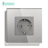 BSEED Single EU Socket Double Power Outlets Triple Electric Sockets Crystal Glass Wall Sockets White Black Gold Gray 16A