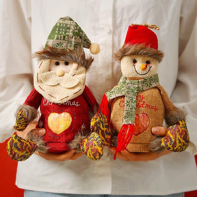 Christmas Doll Zipper Design Favors Bag Christmas Candy Bags with Santa Claus Snowman Elk Styles Kids Gift for Holiday Party Supplies