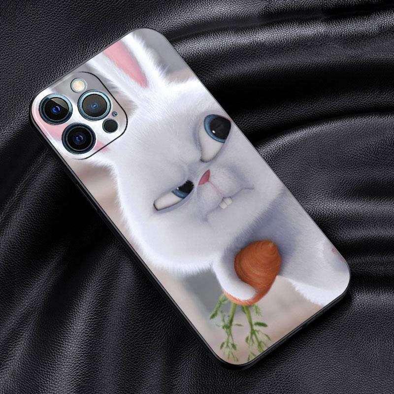 Чехол с милым кроликом для Apple iPhone 11 13 14 12 Pro Max 7 8 XR X 6 5 5S SE 2022 13ProMax, черный силиконовый чехол для телефона