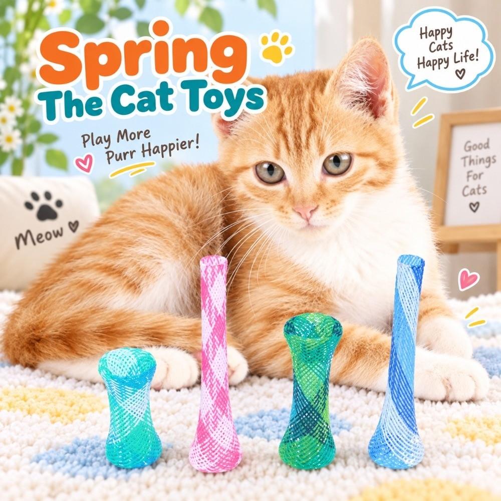 10PCS Good Elasticity Cat Spring Toy Freely Folding Cat Attract Toy Pet Playing Toy Pet Playtime
