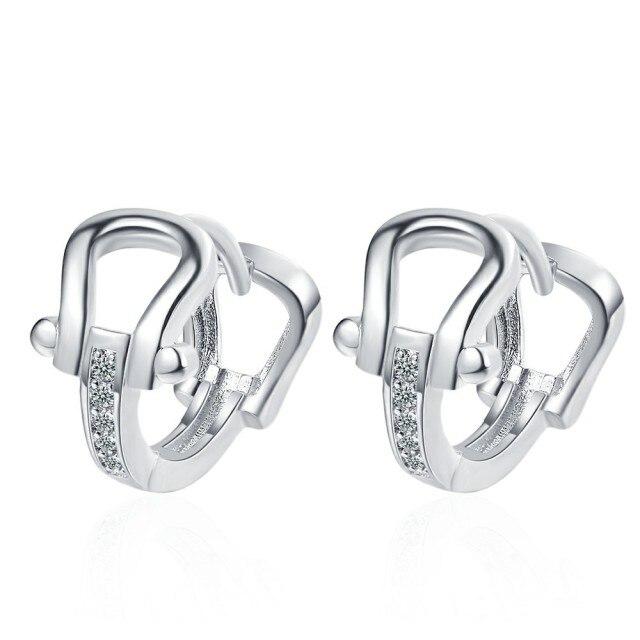 925 Sterling Silver Geometric Piercing Stud Earrings For Women Girls Engagement Party Jewelry Pendientes Eh062