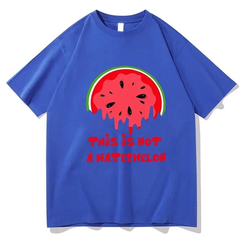 Shirts Streetwear This Is Not a Watermelon Palesti Graphic Tee Shirt Fashion Short Sleeve T-shirt Unisex 100% Cotton Oversized T