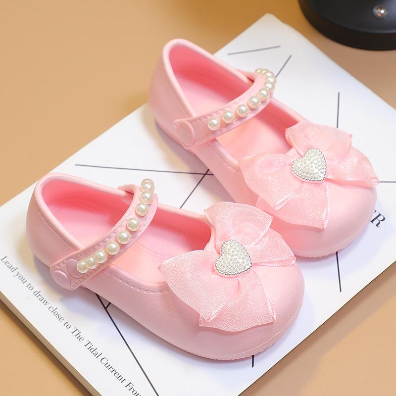 Детские лоферы-туфли EVA 2025 для девочек - Однотонная обувь с декором-бантом для весны, лета и осени