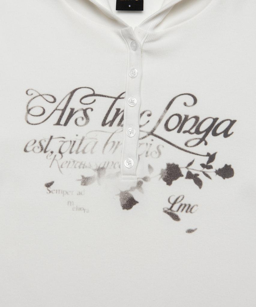 LMC Wm Button Hooded Long Slv Tee White