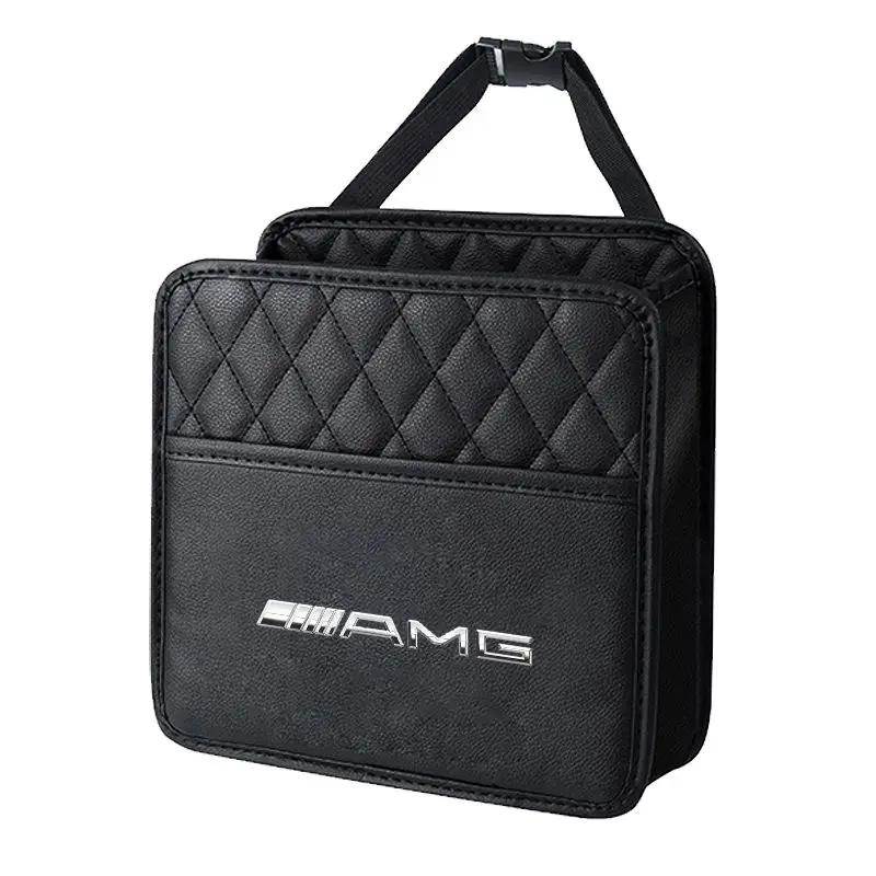 AABIG1 1Pcs Car Seat Storage Bag Leather Storage Bag Accessories Stickers For Mercedes Benz AMG W205 W218 W177 W176 W169 A B C E S
