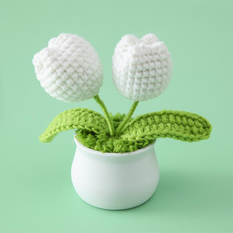 1PC Desktop Decor Crochet Material Kit Tulip Flower Crochet Flowers Wedding Decor