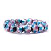Dragonfly Ball Pink Blue 10mm Round Ball Bracelet Inner Circumference Approximately Luminous Glass Glitter Natural Stone Power Stone Prayer Bead
