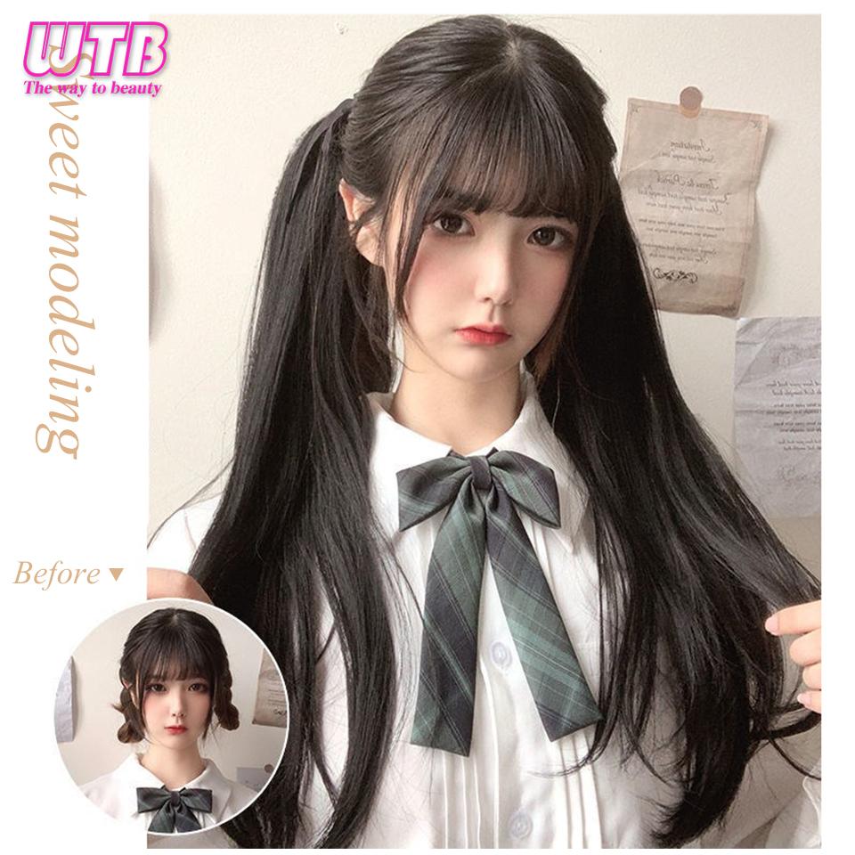 WTB синтетическое волокно для волос, термостойкие вьющиеся волосы с хвостиком, накладные волосы, наращивание волос, парик с конским хвостом и косами