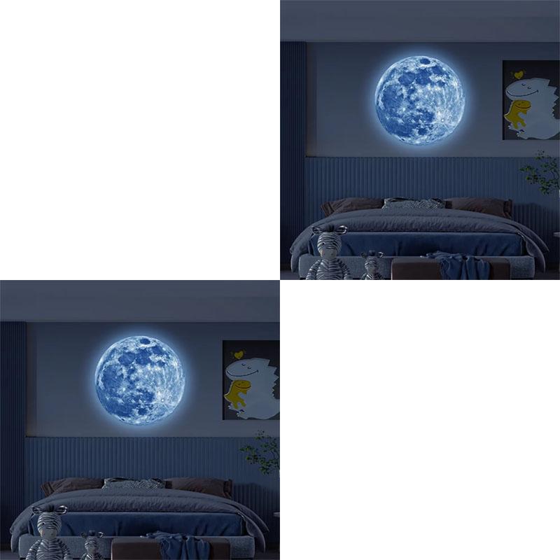 1/2/3pcs 3D Luminous Moon Wall Sticker Glow In The Dark Fluorescent Sticker PVC Home Kids Room Decals Wall Decor Wallpaper